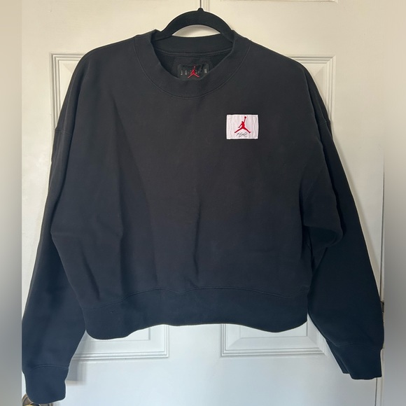 Jordan flight women’s fleece top cropped sweatshirt black - Picture 3 of 6